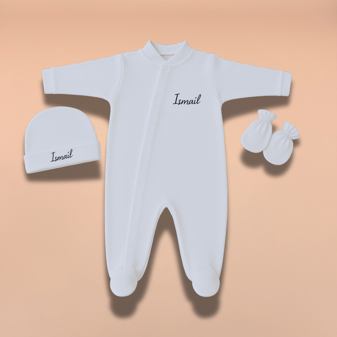 Pyjama, bonnet et gant en 100% coton