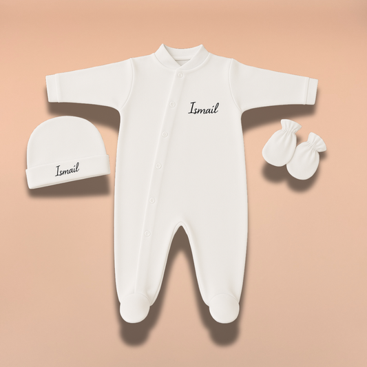 Pyjama, bonnet et gant en 100% coton